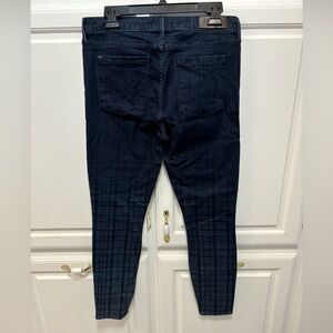 Parker Smith Dark Rinse Plaid Print Detail Skinny Jeans Size 10